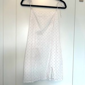 Princess Polly white & red floral summer dress with front slit & tie straps sz 2